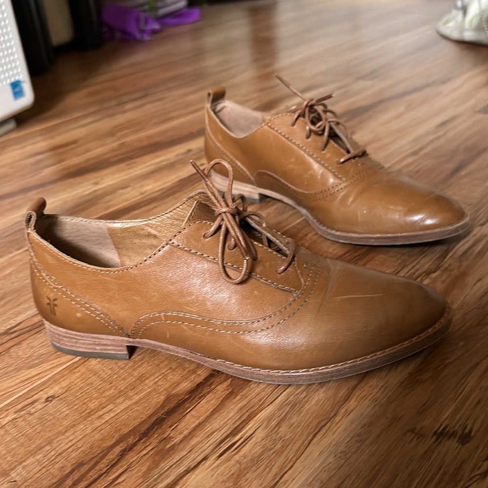 FRYE Grace brown leather Oxford flats 6